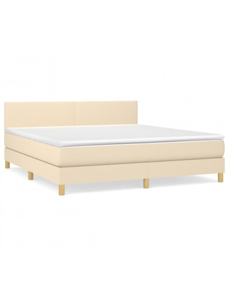 Giroletto a Molle con Materasso Crema 160x200 cm in Tessuto