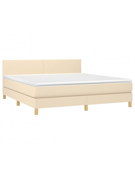 Giroletto a Molle con Materasso Crema 160x200 cm in Tessuto