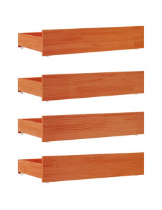 Cassetti per Letto 4pz Marrone Cera in Legno Massello di Pino 2