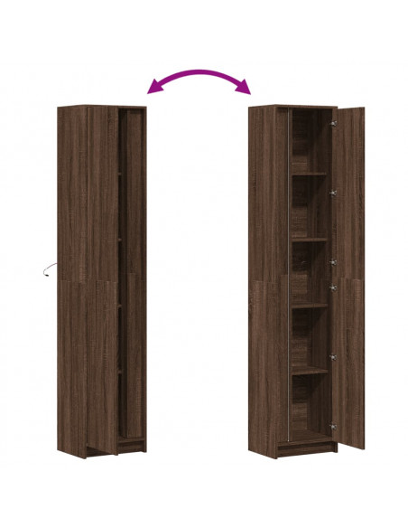 Credenza con LED Rovere Marrone 41,5x32,5x200 cm Multistrato