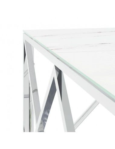Tavolino da Salotto Argento 80x80x40 cm in Acciaio Inox e Vetro
