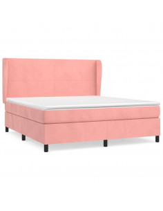 Giroletto a Molle con Materasso Rosa 160x200 cm in Velluto 2