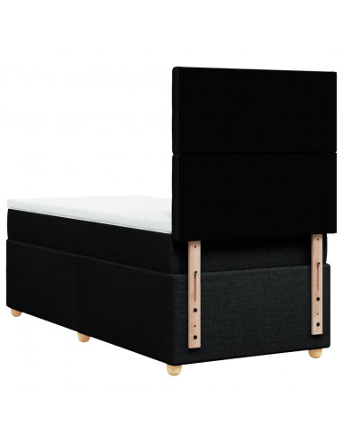 Giroletto a Molle con Materasso Nero 100x200 cm in Tessuto