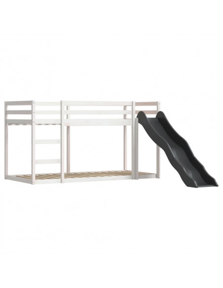 Letto a Castello con Scivolo e Tende Rosa 90x190 cm