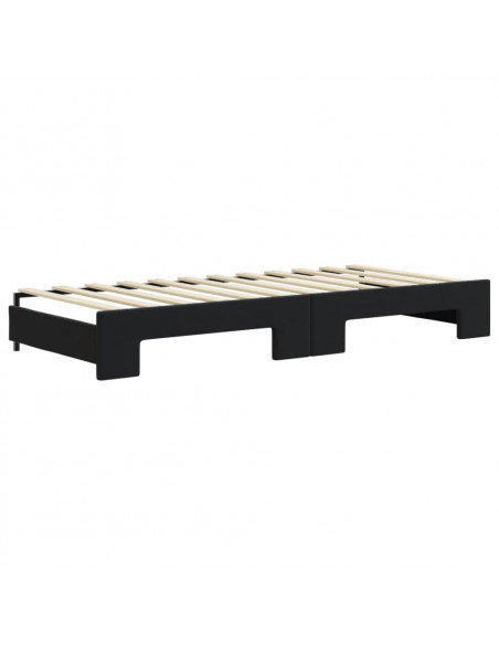 Divano Letto Estraibile con Cassetti Nero 90x200 cm in Velluto
