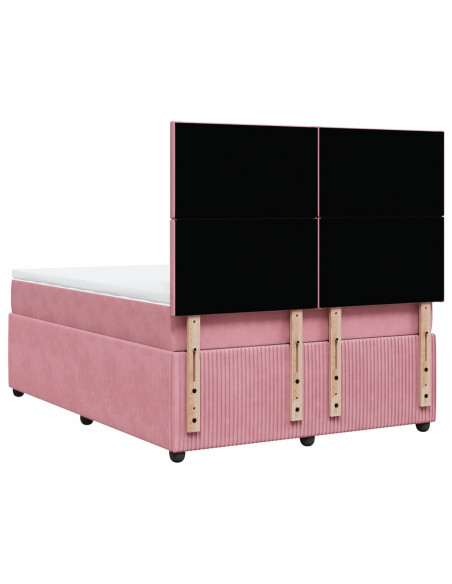 Giroletto a Molle con Materasso Rosa 140x200 cm in Velluto