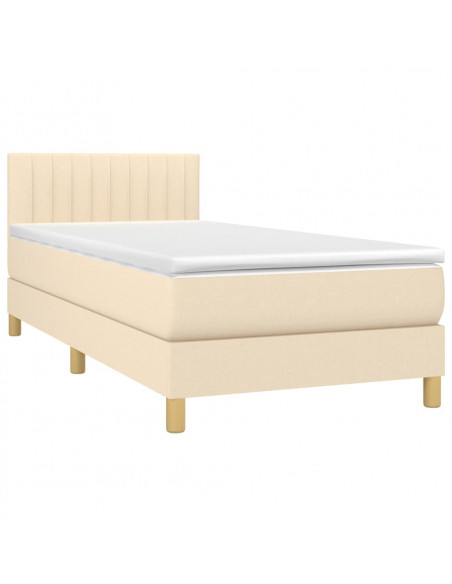 Letto a Molle con Materasso e LED Crema 90x200 cm in Tessuto
