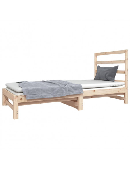 Dormeuse Estraibile 2x(90x190) cm Legno Massello di Pino