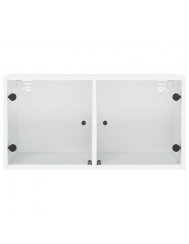 Mobili a Muro con Ante in Vetro 2pz Bianco 68,5x37x35 cm