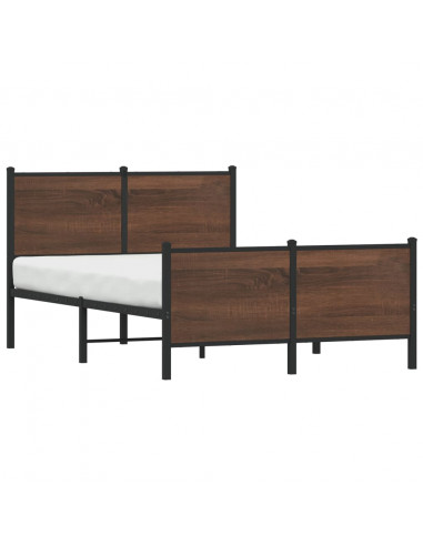 Giroletto Testiera e Pediera Metallo Rovere Marrone 137x190 cm