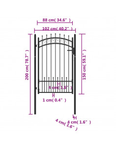 Cancello per Recinzione con Punte in Acciaio 100x150 cm Nero
