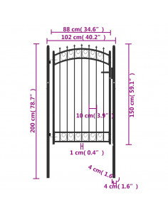 Cancello per recinzione EMMEN con punte in acciaio 103x117 cm Nero