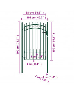Cancello per Recinzione con Punte in Acciaio 100x150 cm Verde