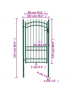 Cancello per Recinzione con Punte in Acciaio 100x175 cm Verde