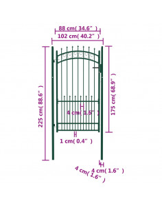 Cancello per Recinzione con Punte in Acciaio 100x175 cm Verde