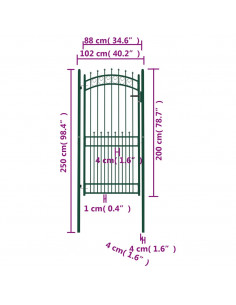 Cancello per recinzione EMMEN con punte in acciaio 104x147 cm verde