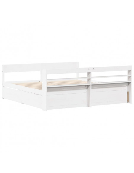 Letto senza Materasso Bianco 180x200 cm Legno Massello di Pino