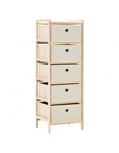 Scaffale con 5 Cesti in Tessuto in Legno di Cedro Beige