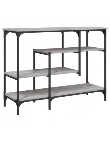 Tavolino Consolle con Ripiani Grigio Sonoma 100x35x75 cm
