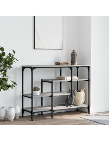 Tavolino Consolle con Ripiani Grigio Sonoma 100x35x75 cm