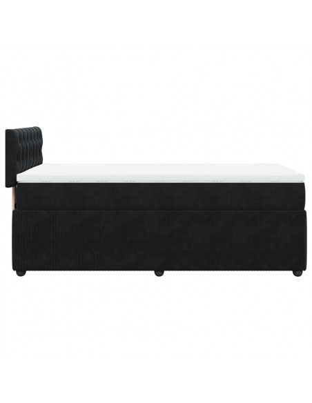 Giroletto a Molle con Materasso Nero 80x200 cm in Velluto
