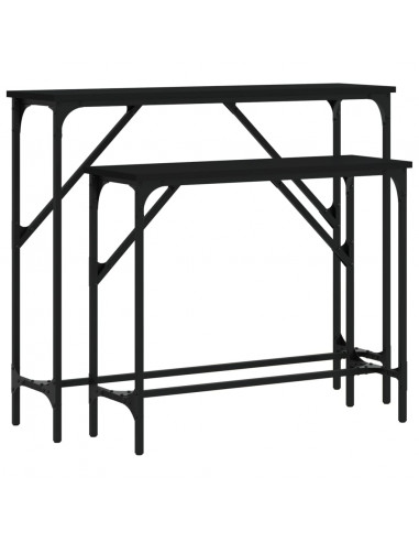 Tavolini Consolle 2 pz Neri in Legno Multistrato