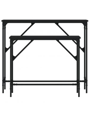 Tavolini Consolle 2 pz Neri in Legno Multistrato