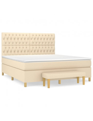 Giroletto a Molle con Materasso Crema 180x200 cm in Tessuto