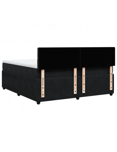 Giroletto a Molle con Materasso Nero 200x200 cm in Velluto