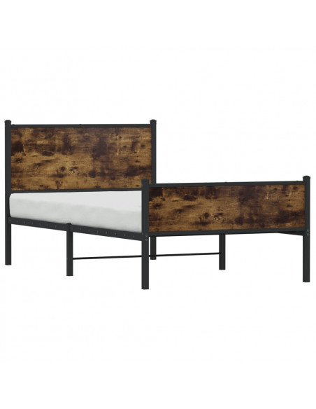 Giroletto con Testiera e Pediera Metallo Rovere Fumo 100x200 cm