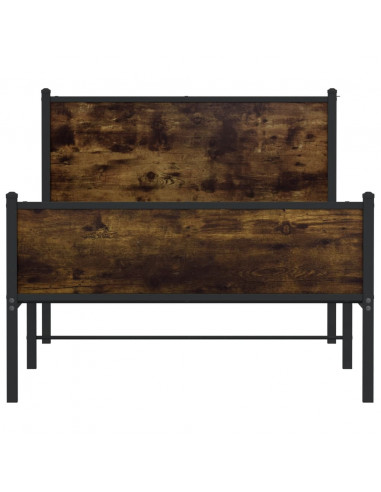 Giroletto con Testiera e Pediera Metallo Rovere Fumo 100x200 cm