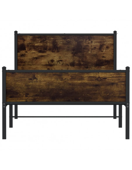 Giroletto con Testiera e Pediera Metallo Rovere Fumo 100x200 cm