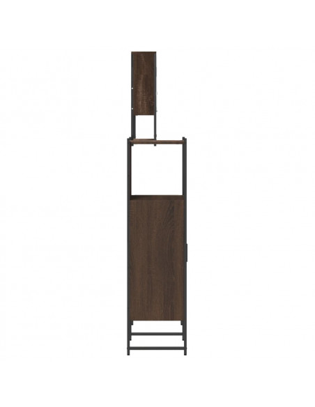 Set Mobili da Bagno 3 pz Rovere Marrone in Legno Multistrato