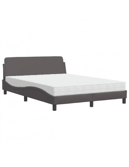 Letto con Materasso Grigio 140x200 cm in Similpelle