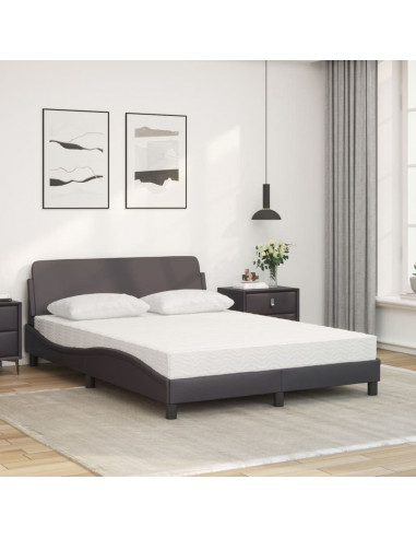 Letto con Materasso Grigio 140x200 cm in Similpelle