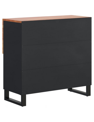 Credenza con 2 Ante 80x33x75 cm in Legno Massello di Acacia