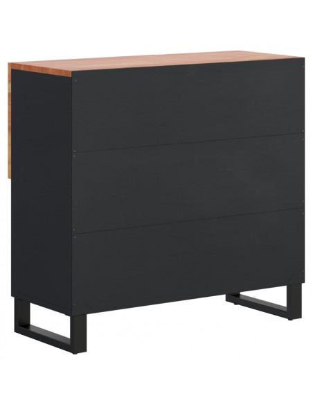 Credenza con 2 Ante 80x33x75 cm in Legno Massello di Acacia