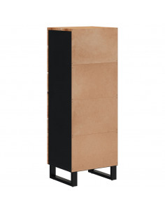 Credenza con 3 Ante 40x33x110 cm Legno Massello Acacia e Ferro