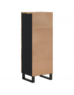 Credenza con 3 Ante 40x33x110 cm Legno Massello Mango e Ferro