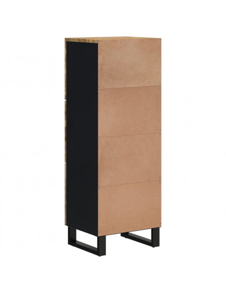 Credenza con 3 Ante 40x33x110 cm Legno Massello Mango e Ferro