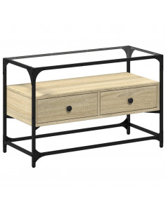 Mobile TV Piano Vetro Rovere Sonoma 80x35x51 Legno Multistrato 2