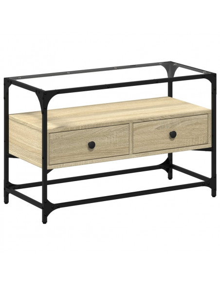 Mobile TV Piano Vetro Rovere Sonoma 80x35x51 Legno Multistrato