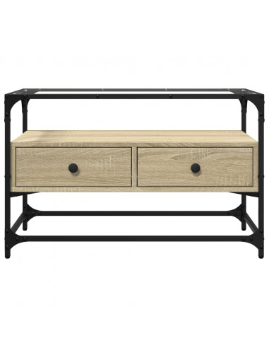 Mobile TV Piano Vetro Rovere Sonoma 80x35x51 Legno Multistrato