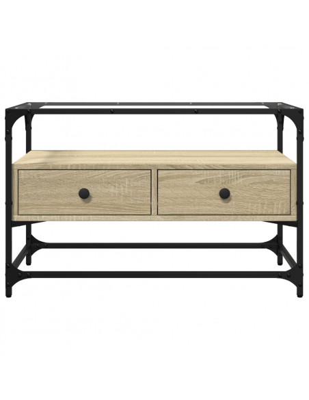 Mobile TV Piano Vetro Rovere Sonoma 80x35x51 Legno Multistrato