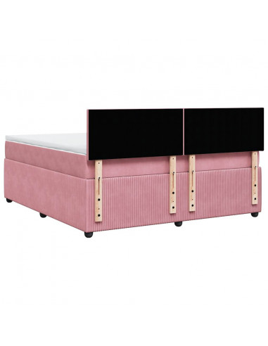 Giroletto a Molle con Materasso Rosa 180x200 cm in Velluto