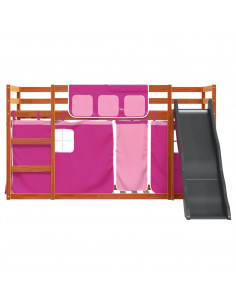 Letto a Castello con Scivolo e Tende Rosa 90x200 cm 2