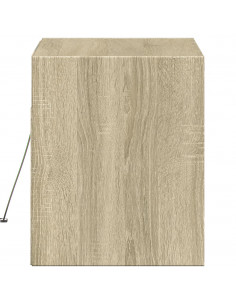 Mobile TV a Parete con Luci LED Rovere Sonoma 80x31x35 cm 2