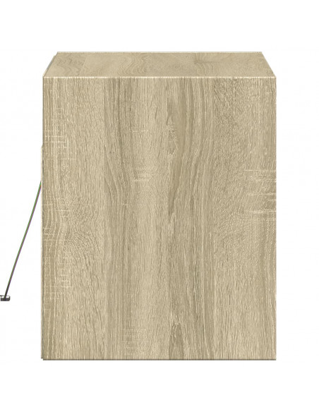 Mobile TV a Parete con Luci LED Rovere Sonoma 80x31x35 cm