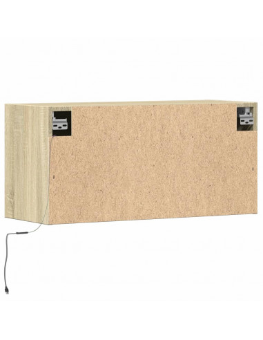 Mobile TV a Parete con Luci LED Rovere Sonoma 80x31x35 cm