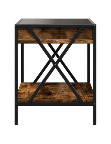 Tavolino da Salotto con LED Infinity Rovere Fumo 40x40x49 cm